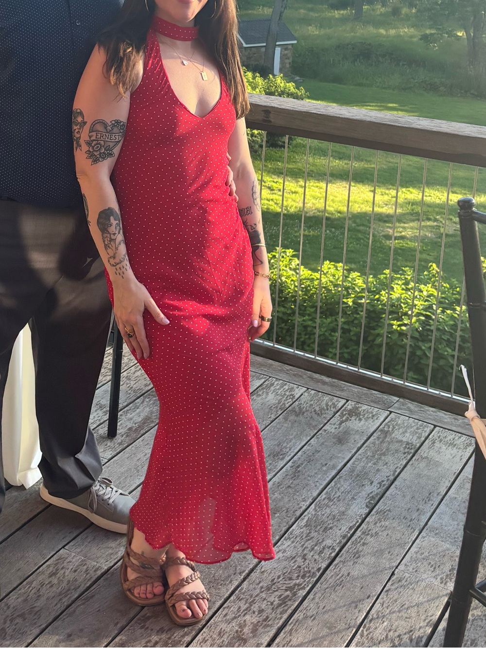 wild fable Red Strapless Halter Maxi  Dress